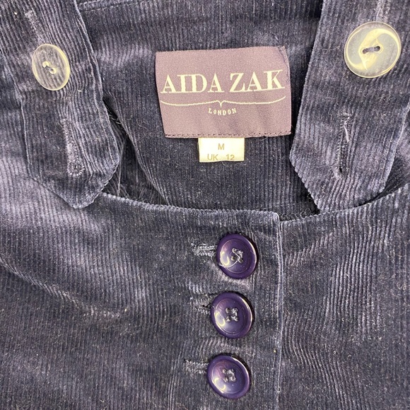 Aida Zak London Women's Modcloth Natalia Navy Blue Corduroy Skirt Size M - Picture 5 of 14